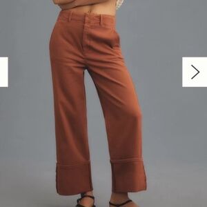 Pilcro Relaxed Cuffed Trousers Jeans Size 26 Burnt Orange